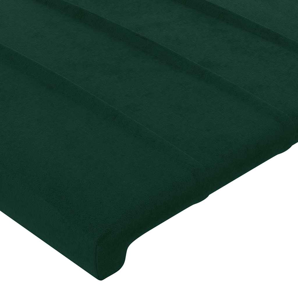 vidaXL Zagłówek do łóżka z LED, ciemnozielony, 93x16x78/88 cm, aksamit