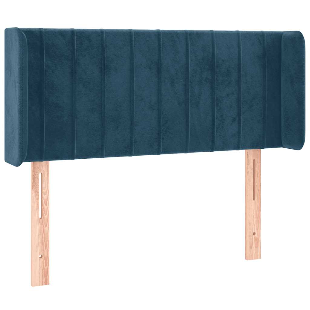 vidaXL Zagłówek do łóżka z LED ciemnoniebieski 103x16x78/88 cm aksamit