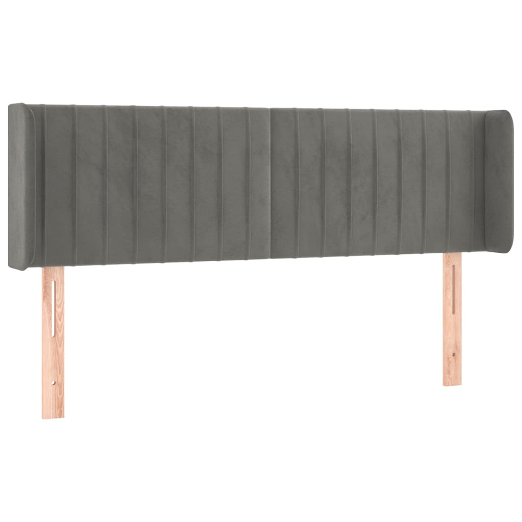 vidaXL Zagłówek do łóżka z LED, jasnoszary, 147x16x78/88 cm, aksamit