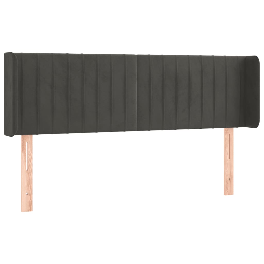 vidaXL Zagłówek do łóżka z LED, ciemnoszary, 147x16x78/88 cm, aksamit