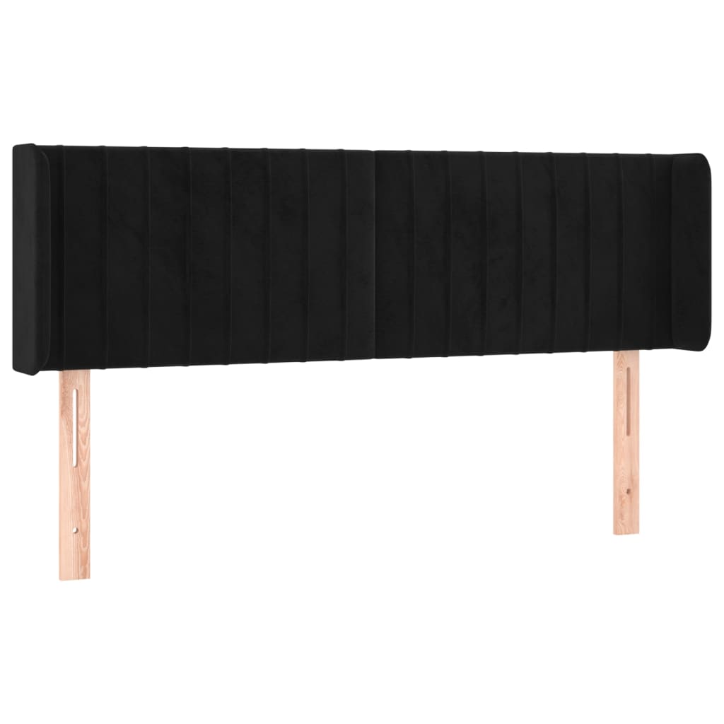 vidaXL Zagłówek do łóżka z LED, czarny, 147x16x78/88 cm, aksamit