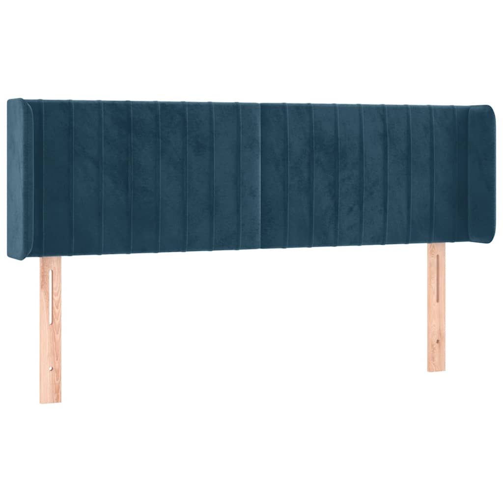 vidaXL Zagłówek do łóżka z LED ciemnoniebieski 147x16x78/88 cm aksamit