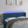 vidaXL Zagłówek do łóżka z LED ciemnoniebieski 147x16x78/88 cm aksamit