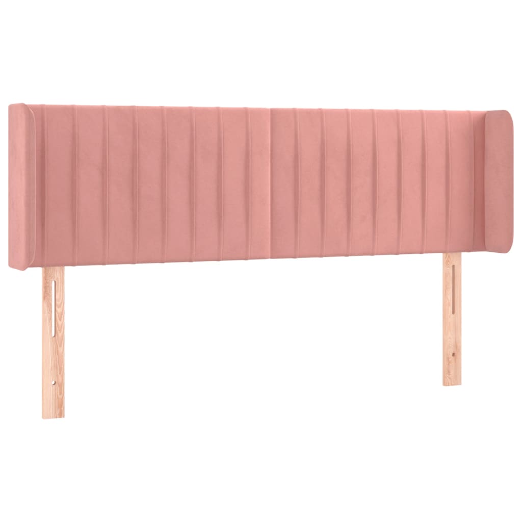 vidaXL Zagłówek do łóżka z LED, różowy, 147x16x78/88 cm, aksamit