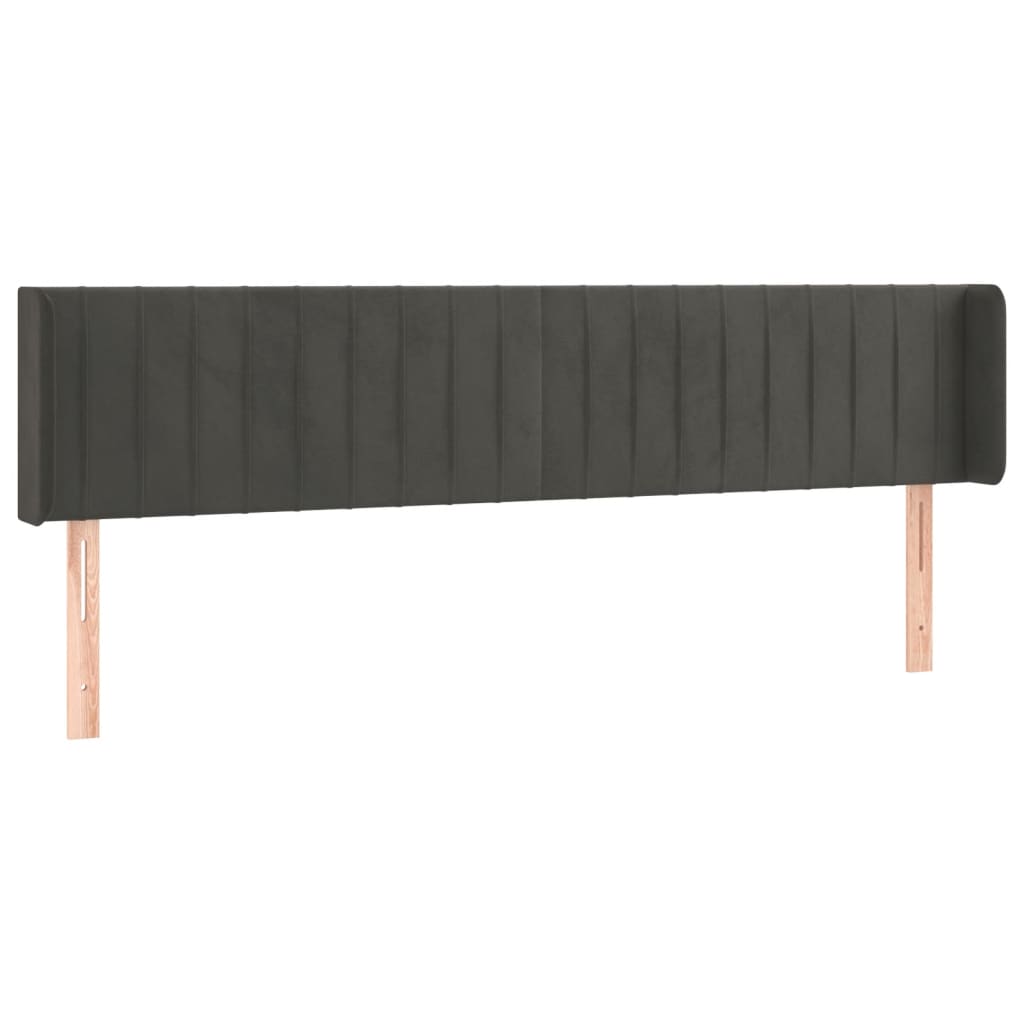 vidaXL Zagłówek do łóżka z LED, ciemnoszary, 163x16x78/88 cm, aksamit