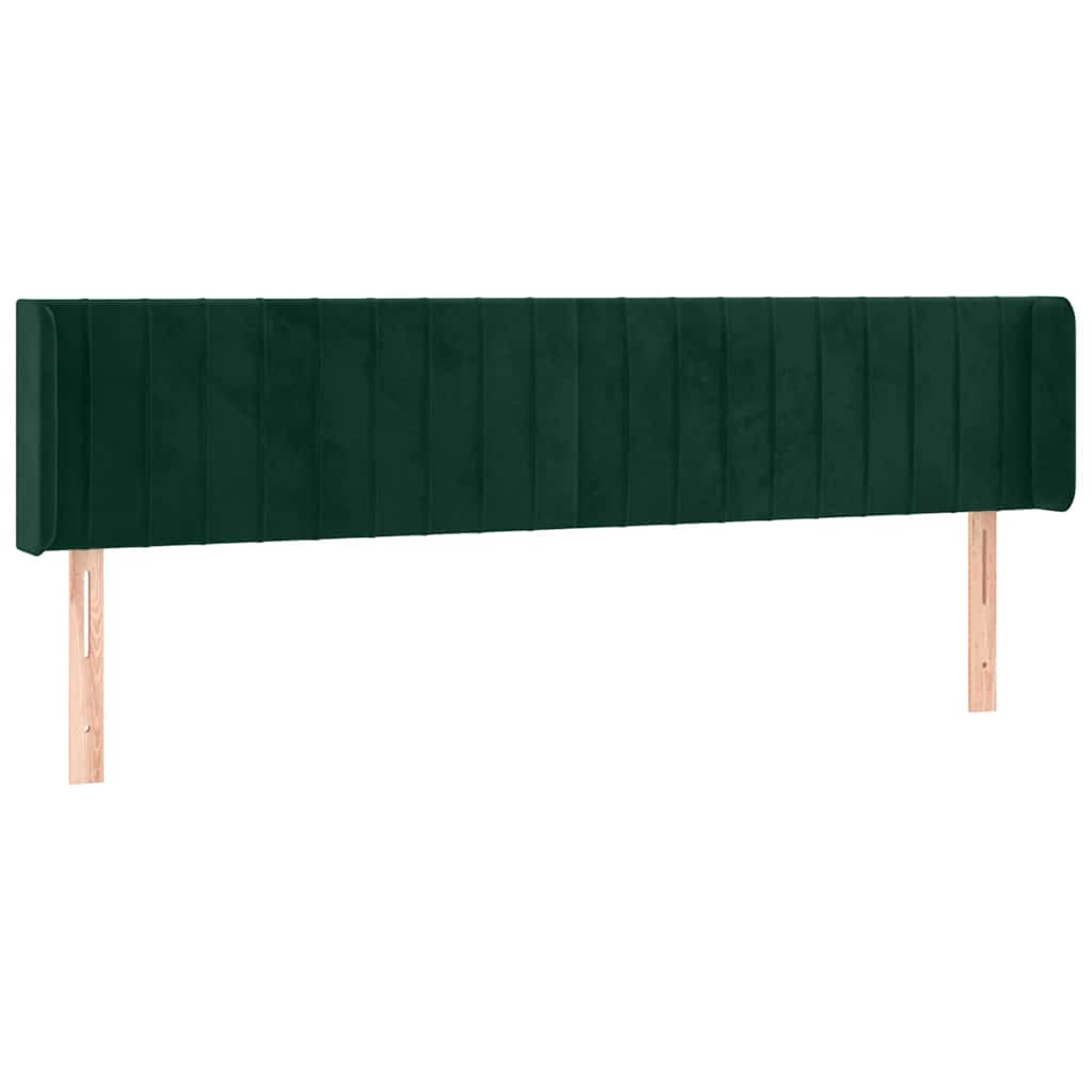 vidaXL Zagłówek do łóżka z LED, ciemnozielony, 163x16x78/88cm, aksamit