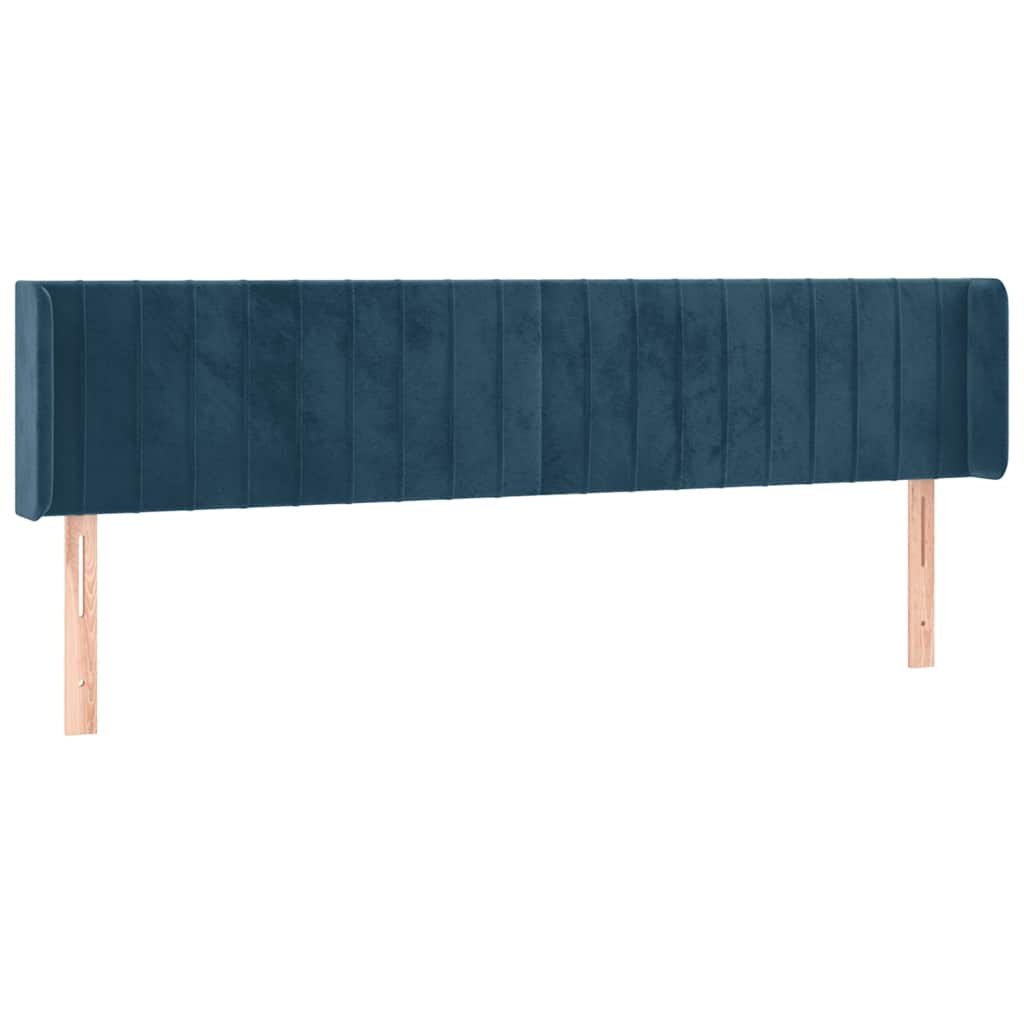 vidaXL Zagłówek do łóżka z LED ciemnoniebieski 163x16x78/88 cm aksamit