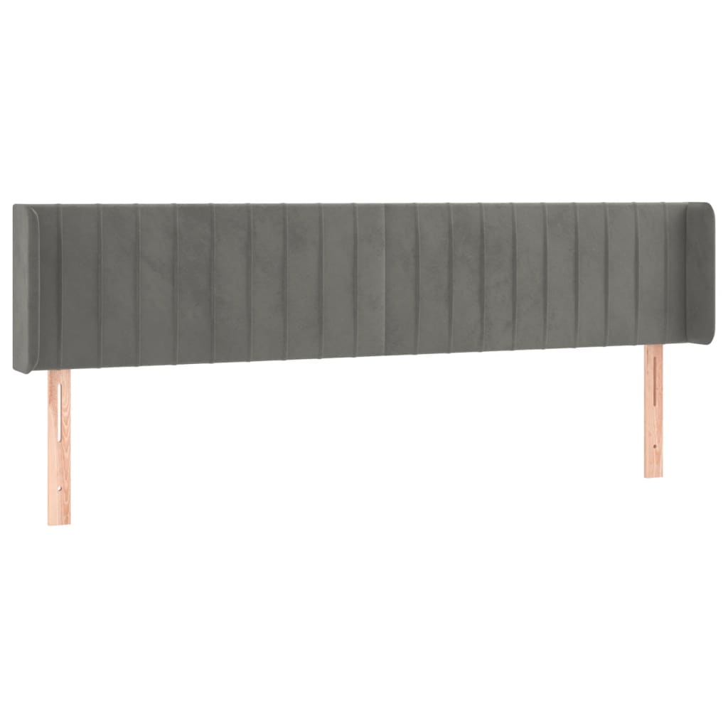 vidaXL Zagłówek do łóżka z LED, jasnoszary, 183x16x78/88 cm, aksamit