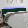 vidaXL Zagłówek do łóżka z LED, ciemnozielony, 183x16x78/88cm, aksamit