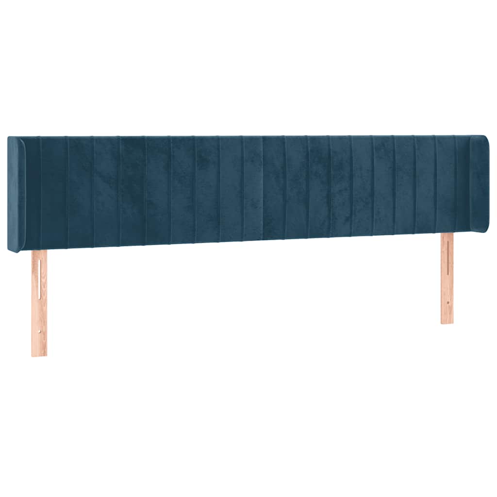 vidaXL Zagłówek do łóżka z LED ciemnoniebieski 183x16x78/88 cm aksamit