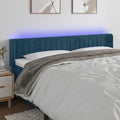 vidaXL Zagłówek do łóżka z LED ciemnoniebieski 183x16x78/88 cm aksamit