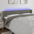 vidaXL Zagłówek do łóżka z LED, jasnoszary, 203x16x78/88 cm, aksamit