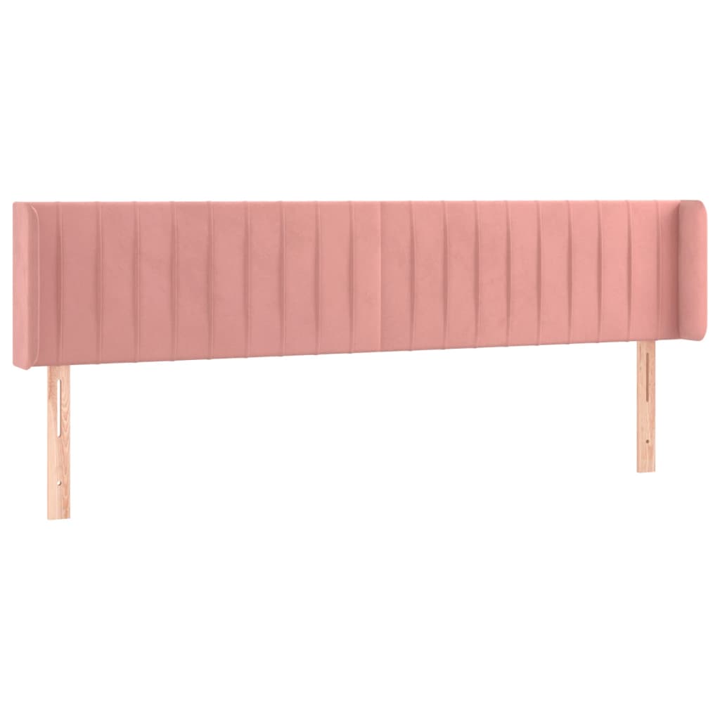 vidaXL Zagłówek do łóżka z LED, różowy, 203x16x78/88 cm, aksamit