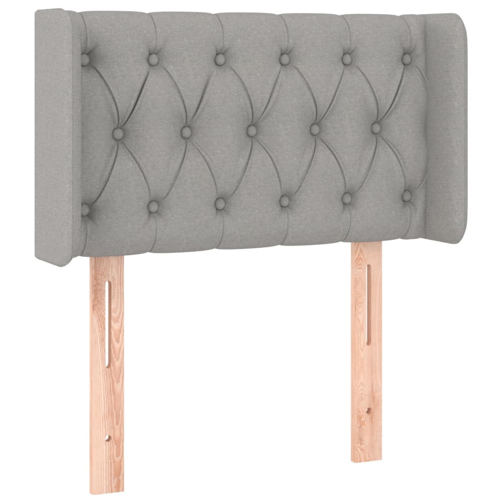 vidaXL Zagłówek do łóżka z LED, jasnoszary, 83x16x78/88 cm, tkanina