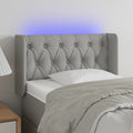 vidaXL Zagłówek do łóżka z LED, jasnoszary, 83x16x78/88 cm, tkanina
