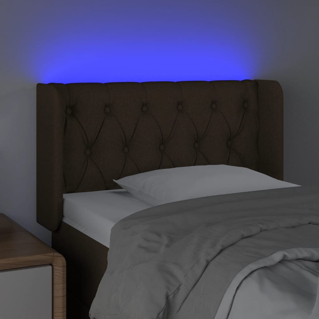 vidaXL Zagłówek do łóżka z LED, czarny, 83x16x78/88 cm, tkanina