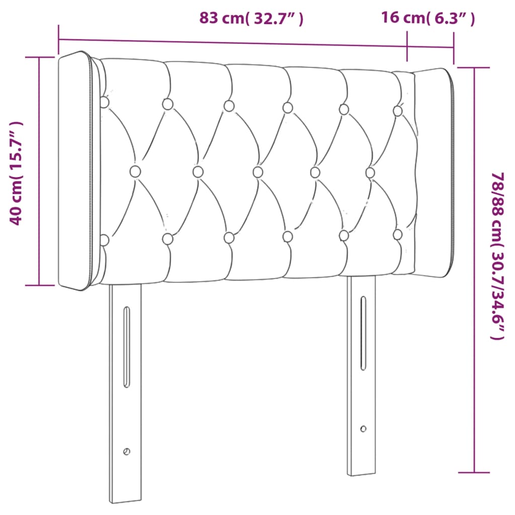 vidaXL Zagłówek do łóżka z LED, czarny, 83x16x78/88 cm, tkanina