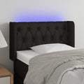 vidaXL Zagłówek do łóżka z LED, czarny, 83x16x78/88 cm, tkanina