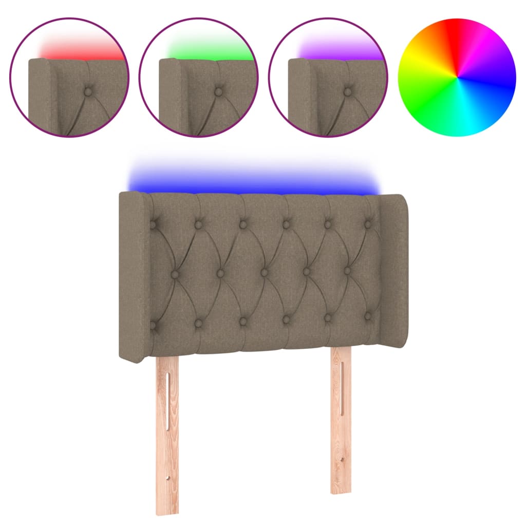vidaXL Zagłówek do łóżka z LED, taupe, 83x16x78/88 cm, tkanina