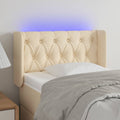 vidaXL Zagłówek do łóżka z LED, kremowy, 83x16x78/88 cm, tkanina