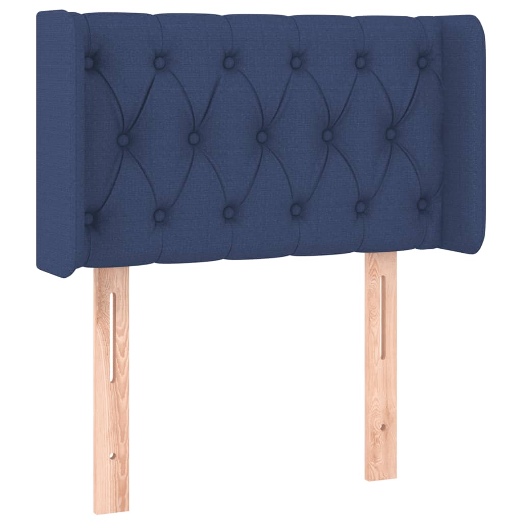 vidaXL Zagłówek do łóżka z LED, niebieski, 83x16x78/88 cm, tkanina