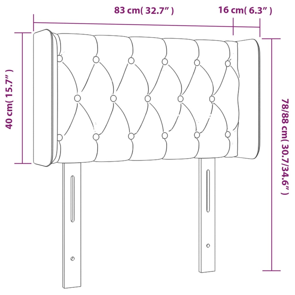 vidaXL Zagłówek do łóżka z LED, niebieski, 83x16x78/88 cm, tkanina