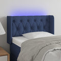vidaXL Zagłówek do łóżka z LED, niebieski, 83x16x78/88 cm, tkanina
