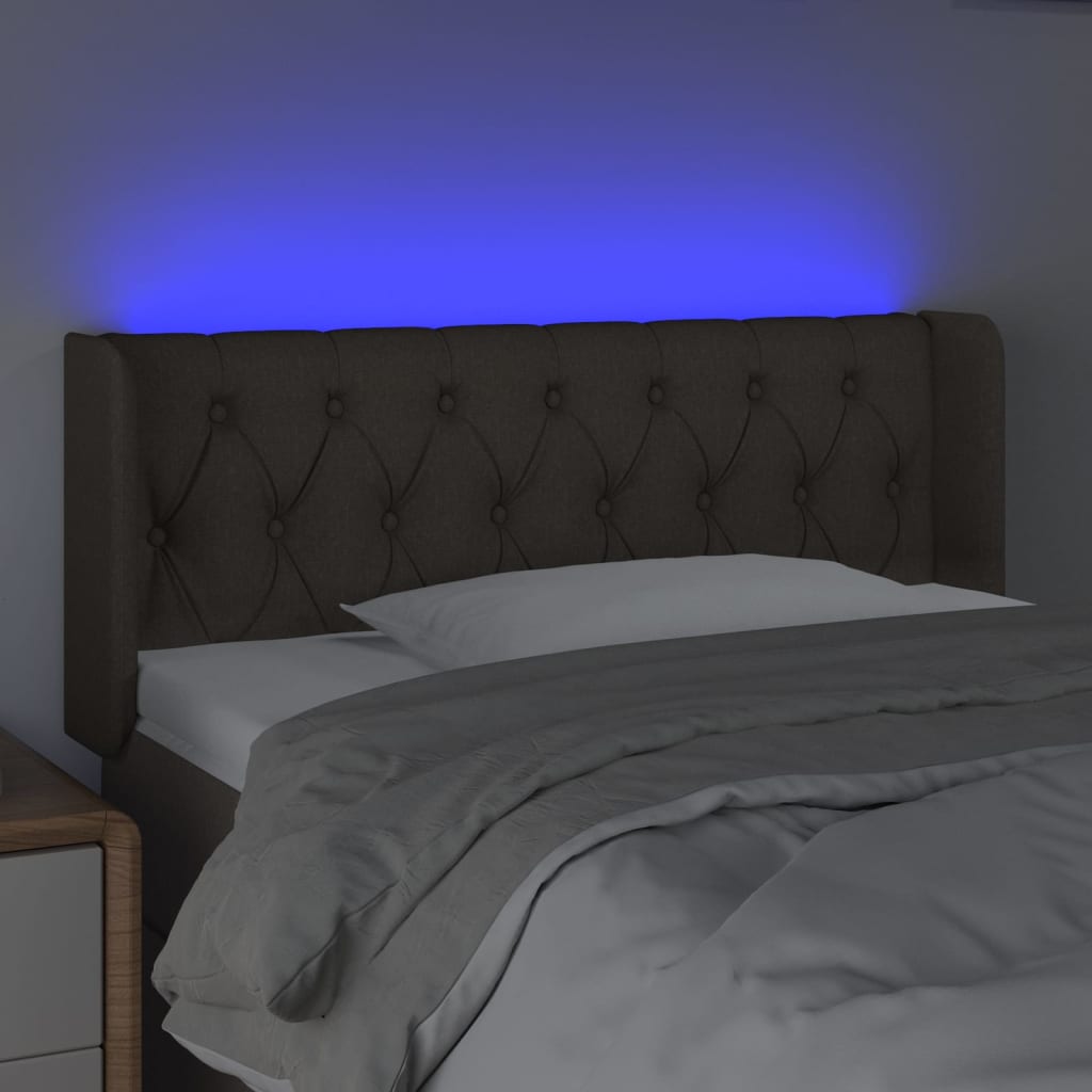 vidaXL Zagłówek do łóżka z LED, taupe, 93x16x78/88 cm, tkanina