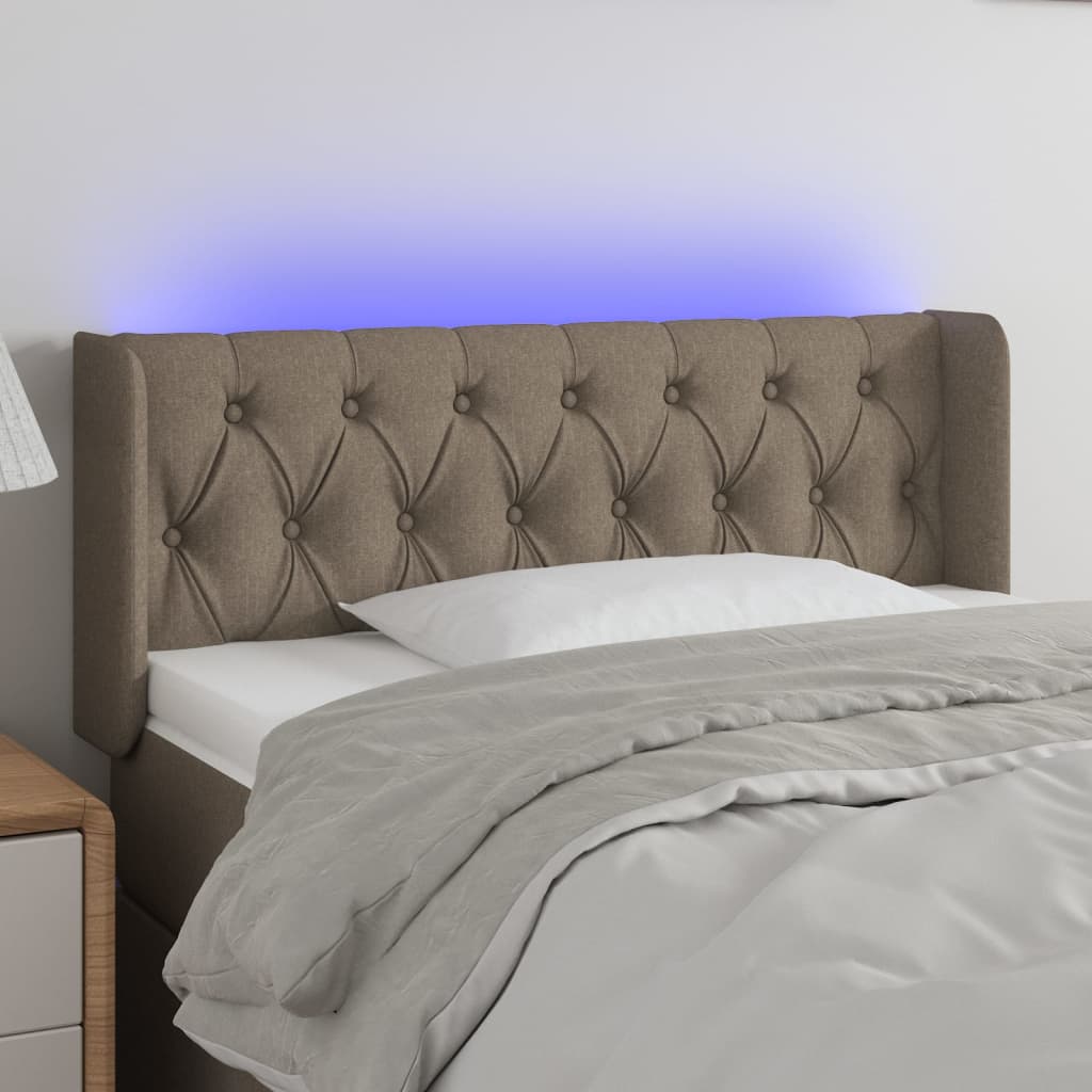 vidaXL Zagłówek do łóżka z LED, taupe, 93x16x78/88 cm, tkanina