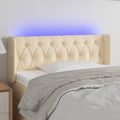 vidaXL Zagłówek do łóżka z LED, kremowy, 93x16x78/88 cm, tkanina