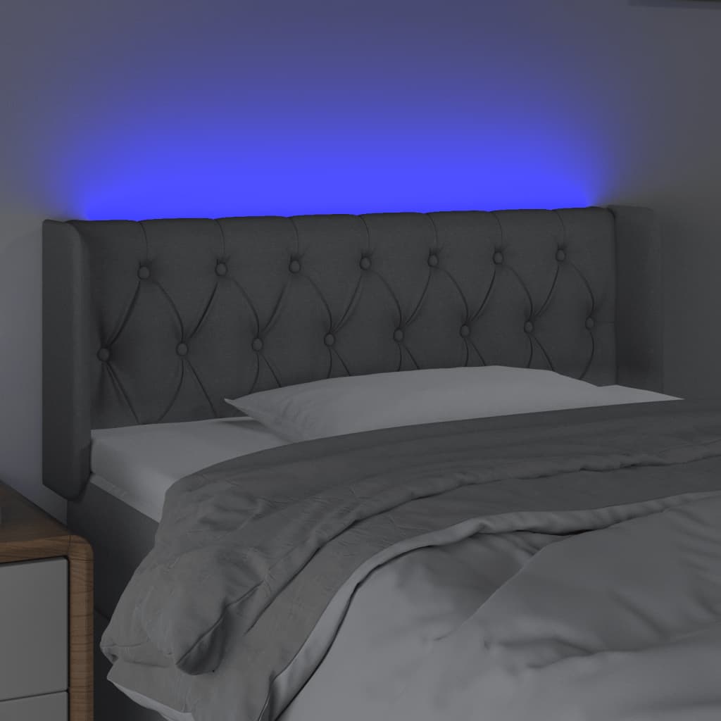 vidaXL Zagłówek do łóżka z LED, jasnoszary, 103x16x78/88 cm, tkanina