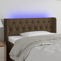 vidaXL Zagłówek do łóżka z LED, ciemnobrązowy, 103x16x78/88cm, tkanina