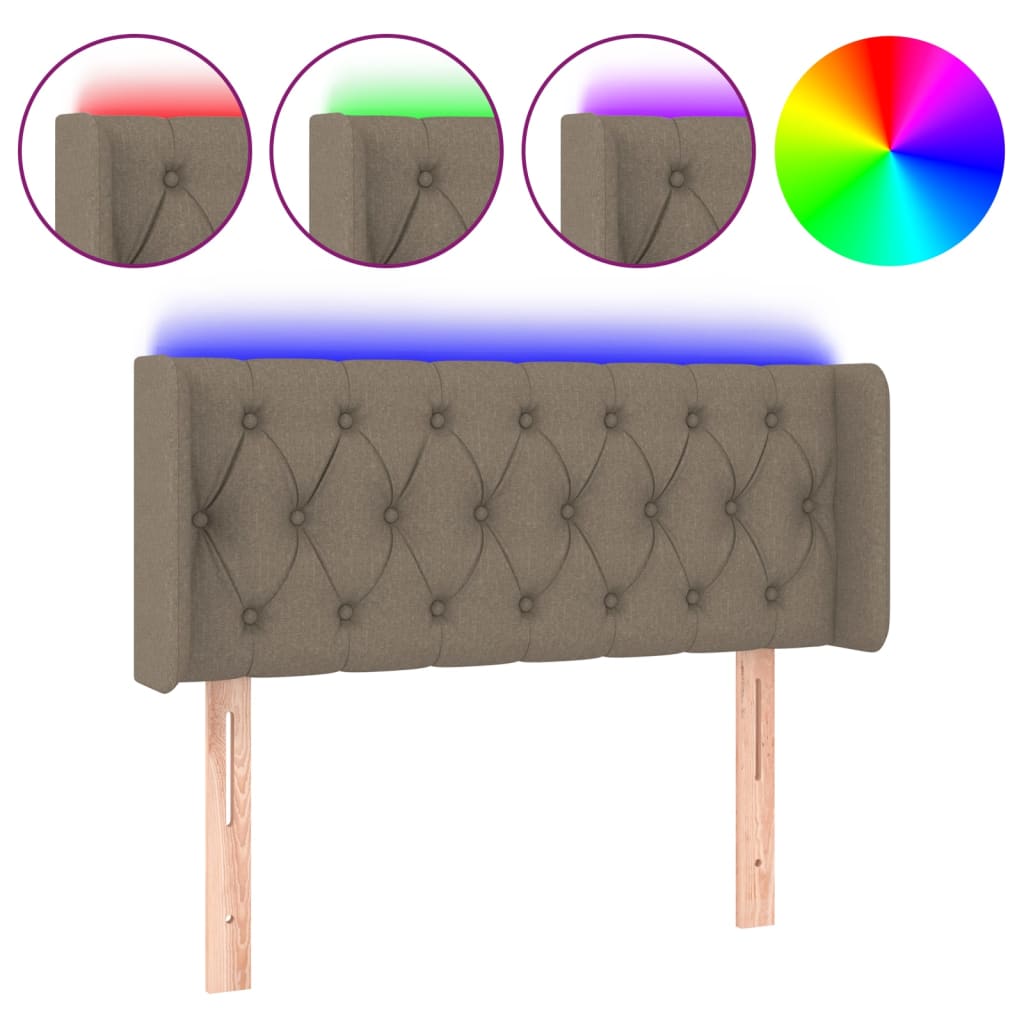 vidaXL Zagłówek do łóżka z LED, taupe, 103x16x78/88 cm, tkanina
