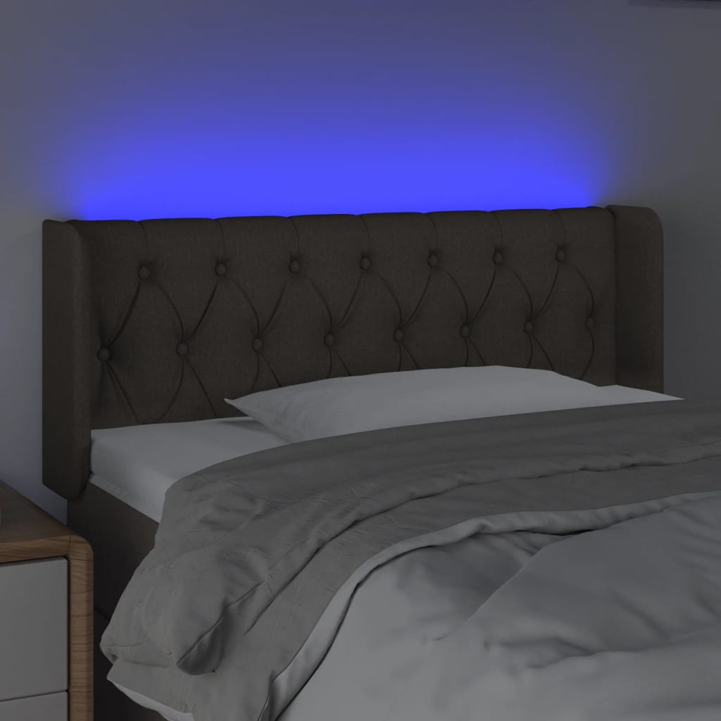 vidaXL Zagłówek do łóżka z LED, taupe, 103x16x78/88 cm, tkanina