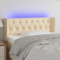 vidaXL Zagłówek do łóżka z LED, kremowy, 103x16x78/88 cm, tkanina
