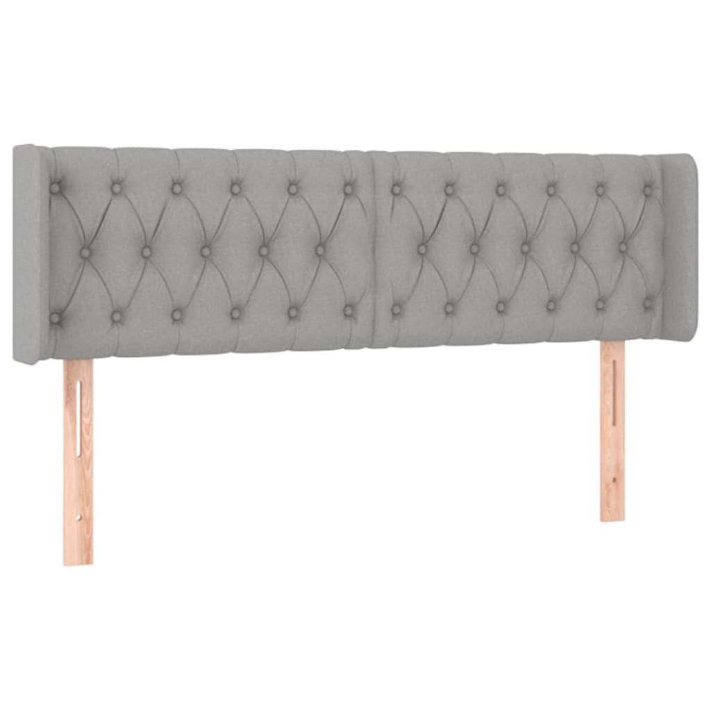 vidaXL Zagłówek do łóżka z LED, jasnoszary, 147x16x78/88 cm, tkanina
