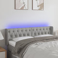 vidaXL Zagłówek do łóżka z LED, jasnoszary, 147x16x78/88 cm, tkanina