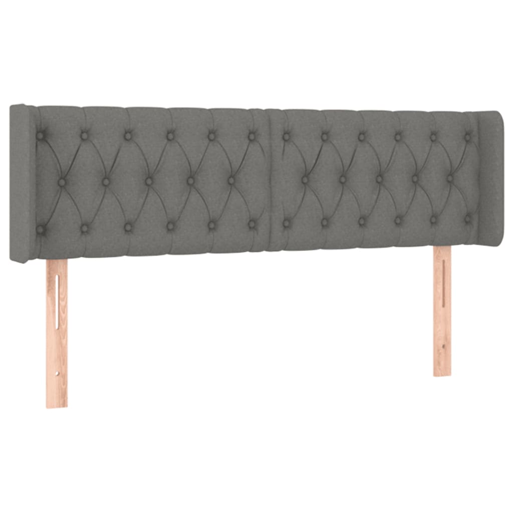 vidaXL Zagłówek do łóżka z LED, ciemnoszary, 147x16x78/88 cm, tkanina