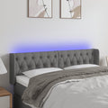 vidaXL Zagłówek do łóżka z LED, ciemnoszary, 147x16x78/88 cm, tkanina