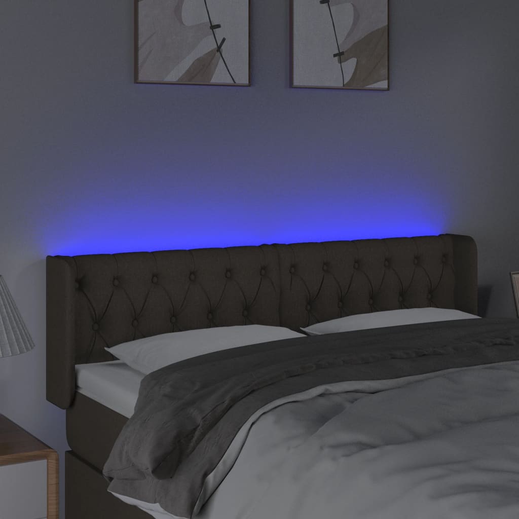 vidaXL Zagłówek do łóżka z LED, taupe, 147x16x78/88 cm, tkanina