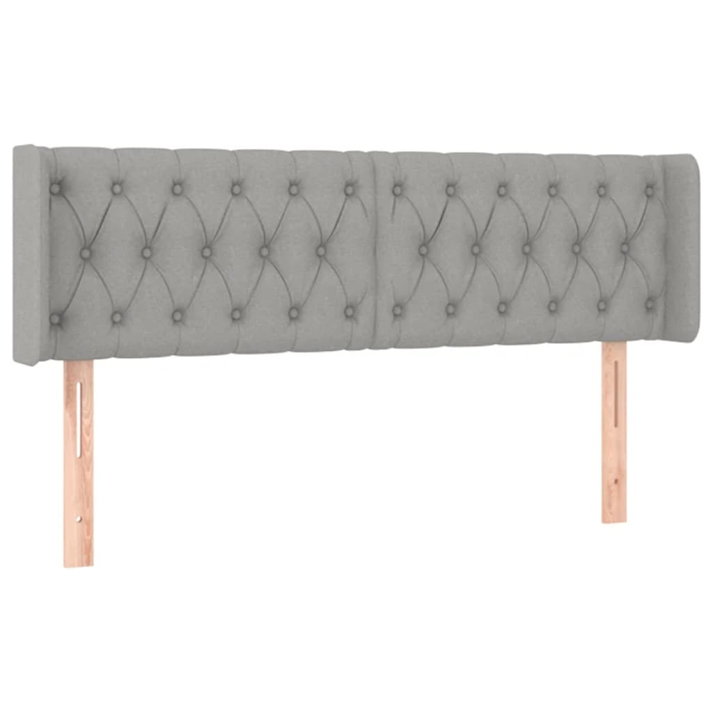 vidaXL Zagłówek do łóżka z LED, jasnoszary, 163x16x78/88 cm, tkanina