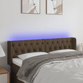vidaXL Zagłówek do łóżka z LED, ciemnobrązowy, 163x16x78/88cm, tkanina