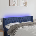 vidaXL Zagłówek do łóżka z LED, niebieski, 163x16x78/88 cm, tkanina