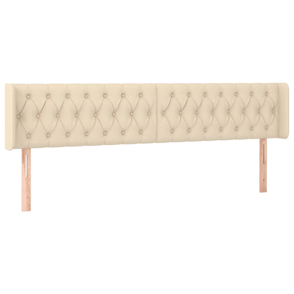 vidaXL Zagłówek do łóżka z LED, kremowy, 183x16x78/88 cm, tkanina
