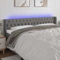 vidaXL Zagłówek do łóżka z LED, ciemnoszary, 203x16x78/88 cm, tkanina