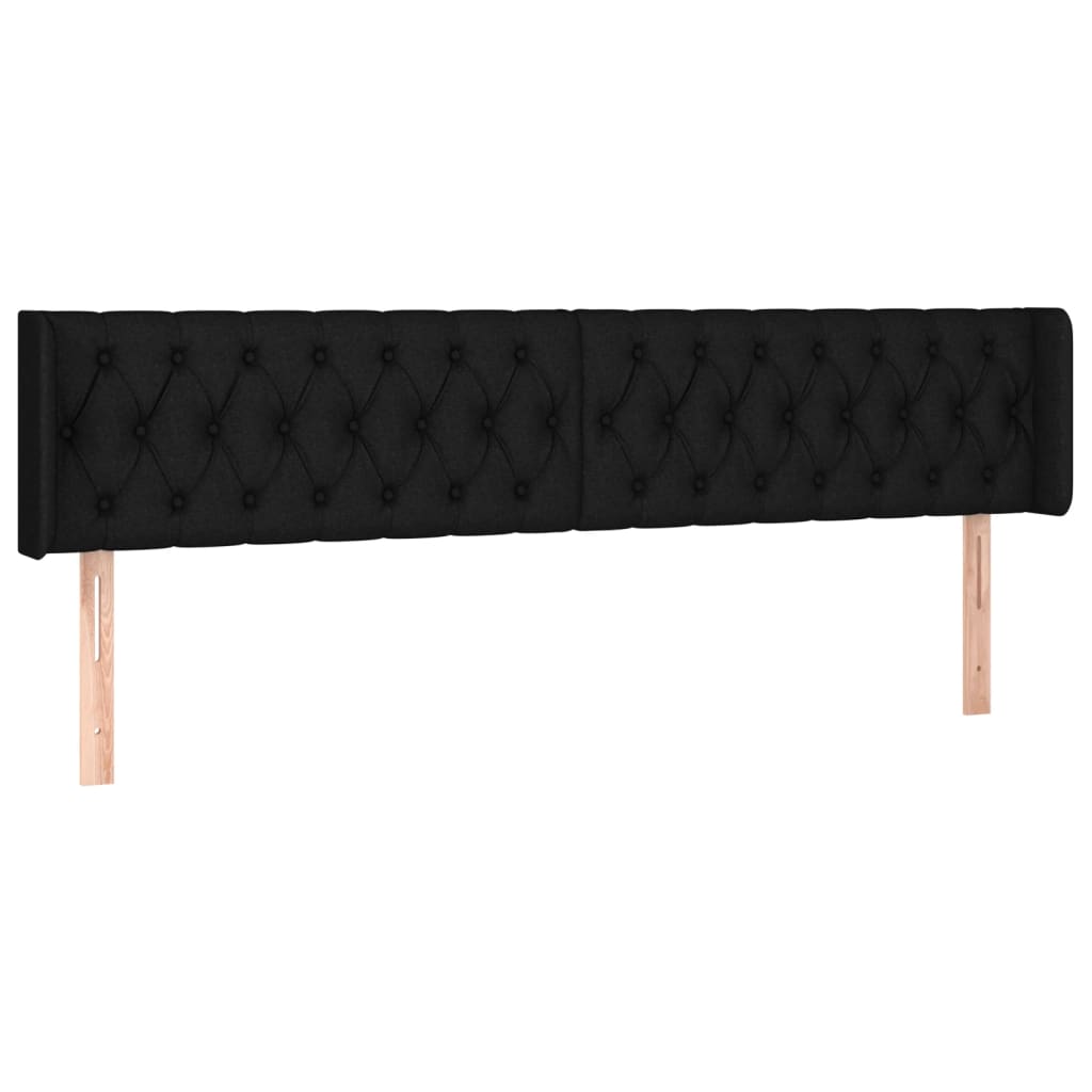 vidaXL Zagłówek do łóżka z LED, czarny, 203x16x78/88 cm, tkanina