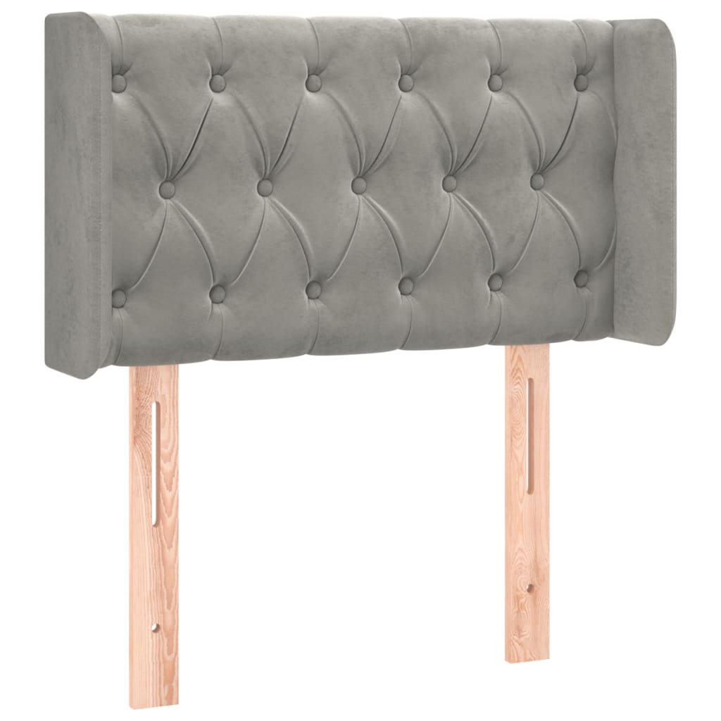 vidaXL Zagłówek do łóżka z LED, jasnoszary, 83x16x78/88 cm, aksamit