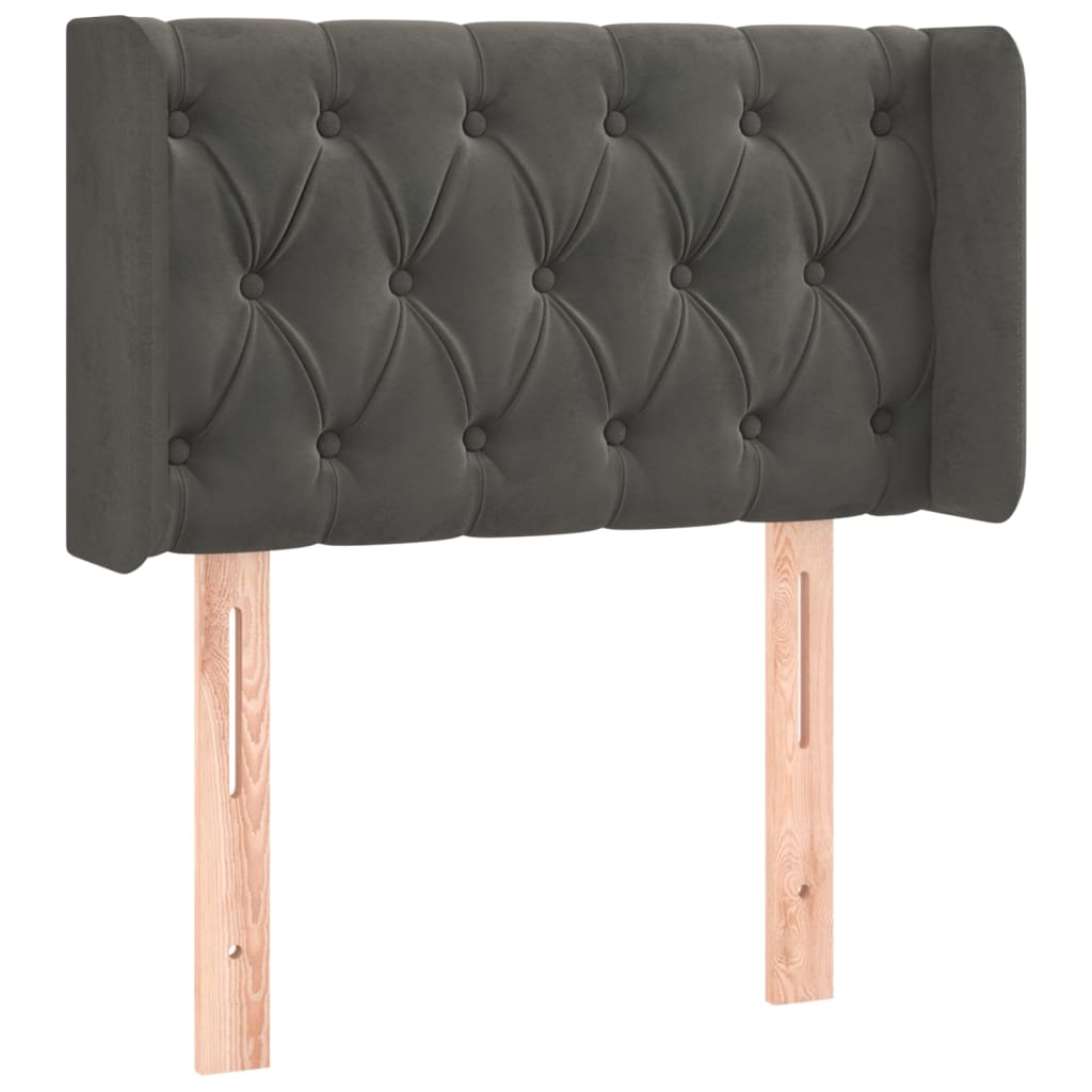 vidaXL Zagłówek do łóżka z LED, ciemnoszary, 83x16x78/88 cm, aksamit