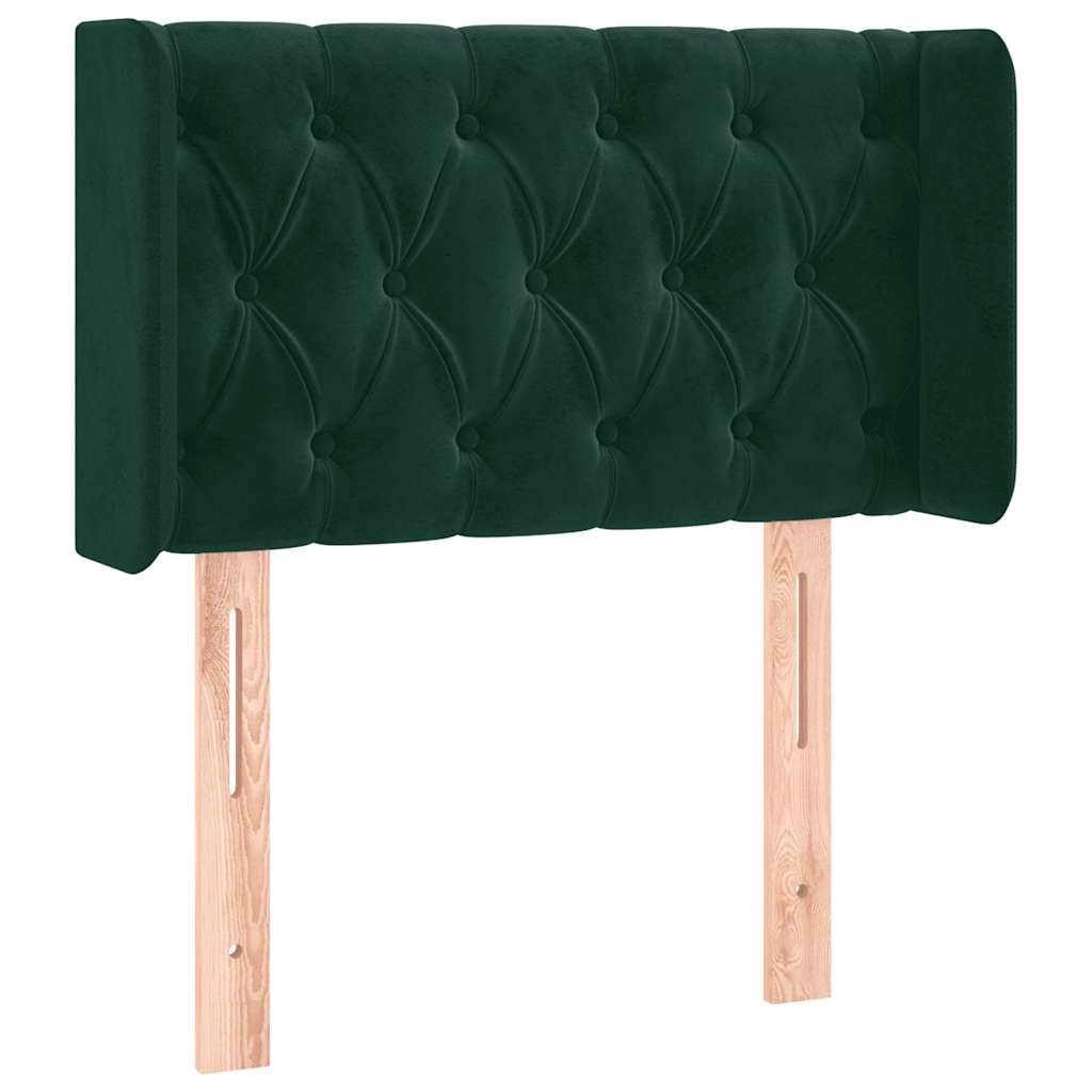 vidaXL Zagłówek do łóżka z LED, ciemnozielony, 83x16x78/88 cm, aksamit