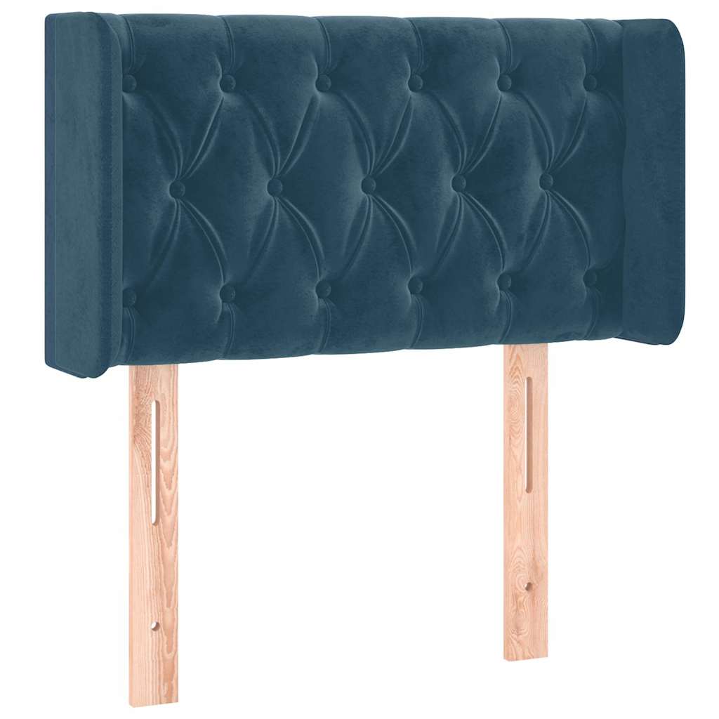 vidaXL Zagłówek do łóżka z LED, ciemnoniebieski 83x16x78/88cm, aksamit